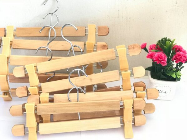 Wooden pants hanger bottom hanger with clips /Per 2 dozen,24 Pcs
