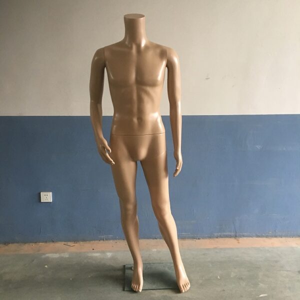 MEN FULL BODY MANNEQUIN UNBREAKABLE (HEADLESS) Standing Hand Curved Style Skin Tone Color