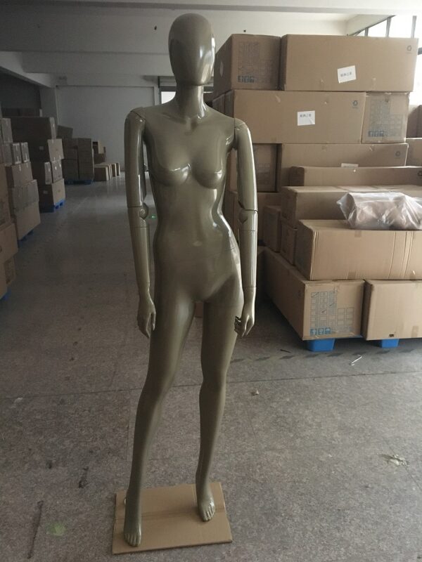 Female Glossy Champagne Color adjustable Arms Full Body Mannequin-High-End Quality (Unbreakable)