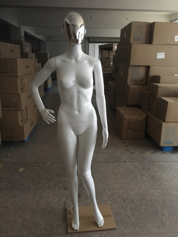 Female Silver Face Glossy White Full Body Mannequin-High-End Quality (Unbreakable)