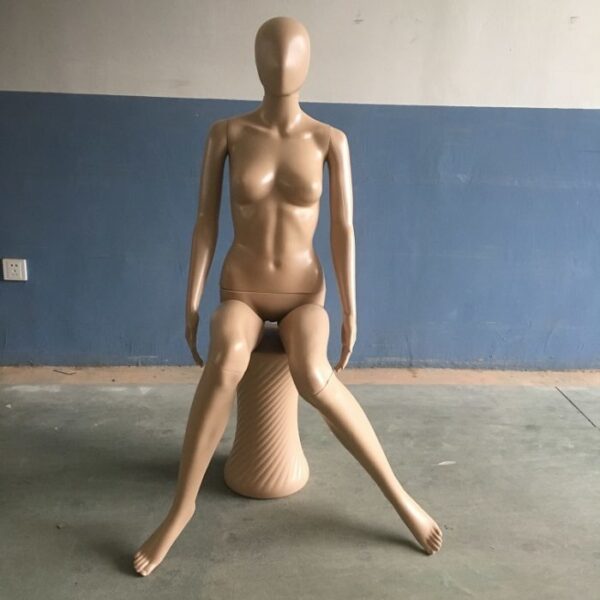 Female Full Body Sitting Mannequin, Bareheaded Abstract,Skin-Color-Unbreakable