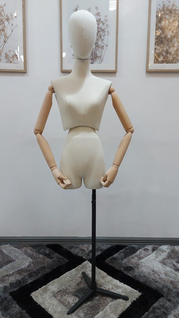 Dress Form Half Body Female Model Torso Iron Base With Wooden Arms For Window Display