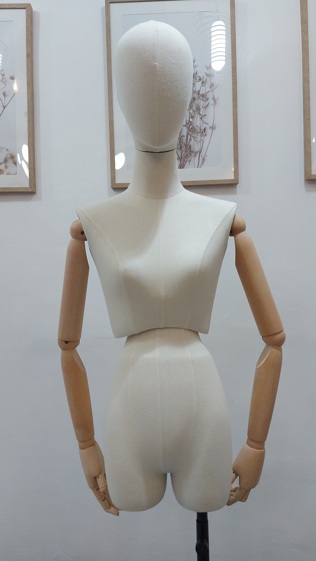 Dress Form Half Body Female Model Torso Iron Base With Wooden Arms For ...