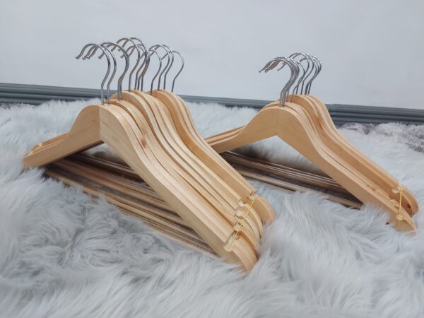 Wood hanger High Quality Grade  Natural Wood hanger non-slip solid w/ PVC- 24pcs