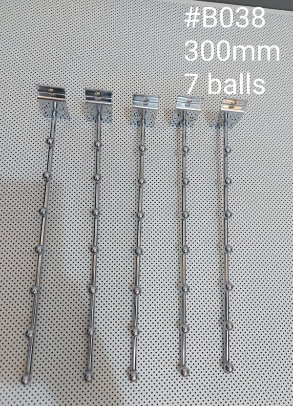 Hook Sloped metal chrome bracket to the slatwall with 7 balls (5pcs)