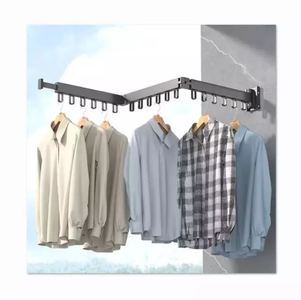 Balcony Folding Clothes Hanger Wall Mount Retractable Cloth Drying Rack