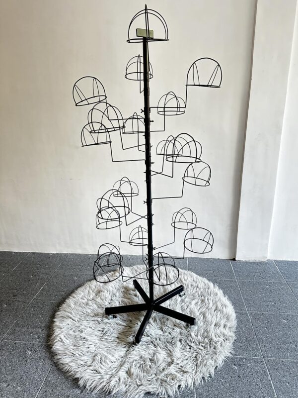 Floor Standing Rotating Metal Cap Display Rack Stand With 20 holders