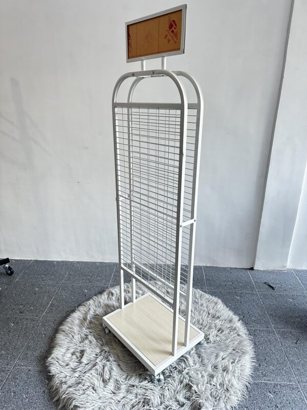 Standing commercial metal retail wire mesh grid wall panel hook hanging organizer display stand rack